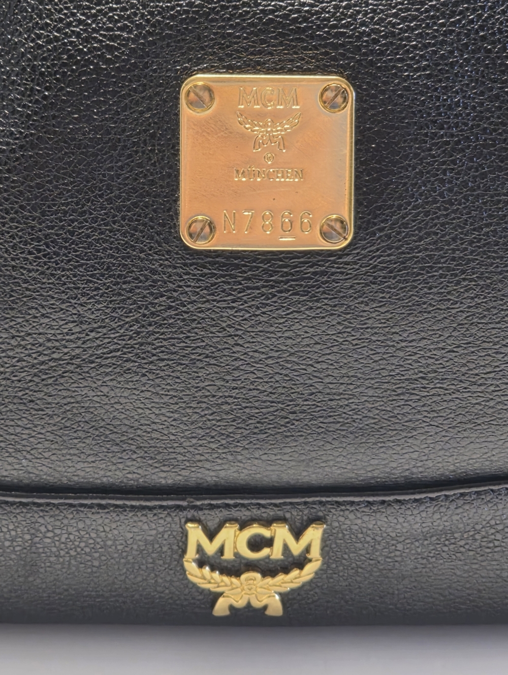 MCM Boston Bag With Gold Hardware Classic Black Leather Dome Satchel Handbag - Picture 10 of 15